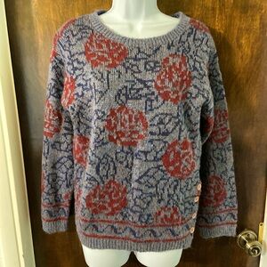 vintage floral wool knitted sweater